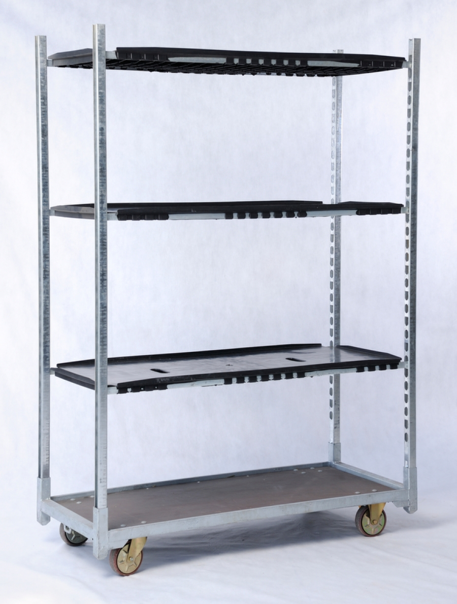 Plastic shelves trolley